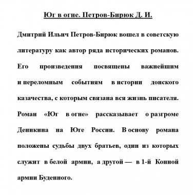 Юг в огне. Петров-Бирюк Д.И.