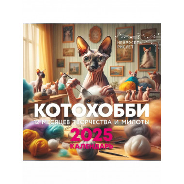 КотоХобби. 12 месяцев творчества и милоты. Нейросеть рисует.