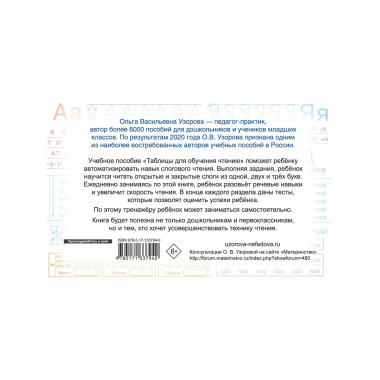 Таблицы для обучения чтению.