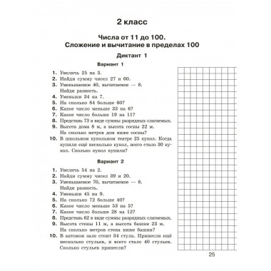 Математические диктанты. Устный счёт. 1-2 классы.